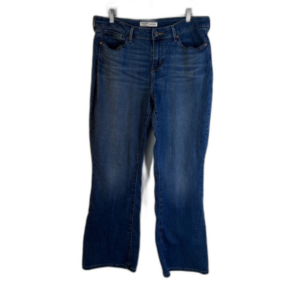 Levis Signature Gold Mid Rise Bootcut Denim Blue Jeans Casual Size 14 Short - Picture 9 of 9